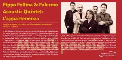 Pippo Pollina & Palermo 
Acoustic Quintet